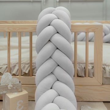 Protectie de pat impletita, MiniMini, Velvet Magic, Gri, 400 cm