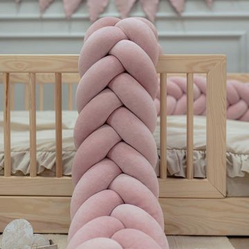 Protectie de pat impletita, MiniMini, Velvet Magic, Roz pudrat, 350 cm