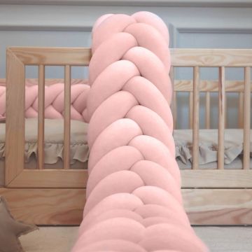 Protectie de pat impletita, MiniMini, Velvet Magic, Somon, 250 cm