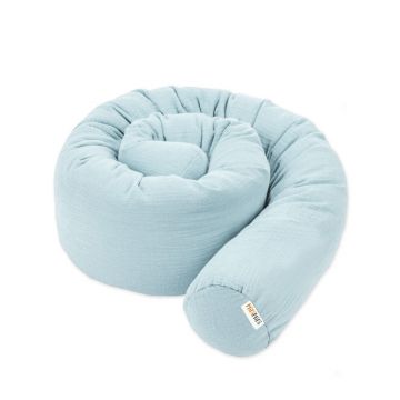 Protectie de pat tubulara, MiniMini, Muselina, Albastru deschis, 180 cm