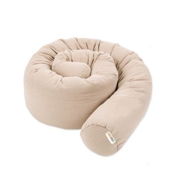 Protectie de pat tubulara, MiniMini, Muselina, Bej, 300 cm