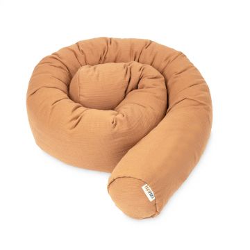 Protectie de pat tubulara, MiniMini, Muselina, Camel, 180 cm