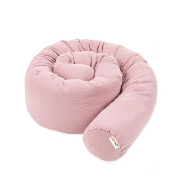 Protectie de pat tubulara, MiniMini, Muselina, Roz, 180 cm