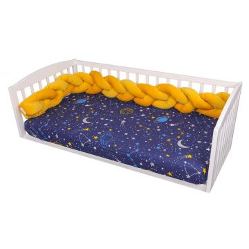 Protectie impletita pentru patut 180 cm Bumper din Velvet Amber