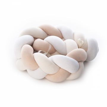 Protectie laterala pentru patut din catifea, impletita, 240 cm Crem