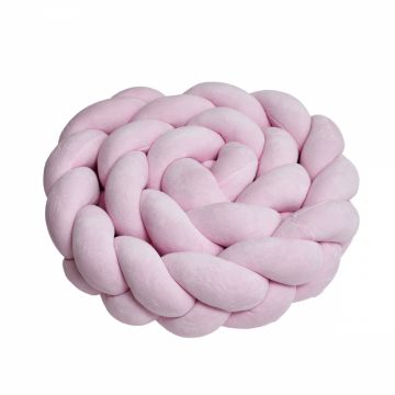 Protectie laterala pentru patut din catifea, impletita, 240 cm Roz