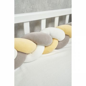 Protectie laterala pentru patut din catifea, impletita, 240 cm Trio Galben
