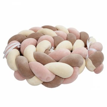 Protectie laterala pentru patut din catifea, impletita, 240 cm Trio Roz