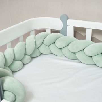 Protectie laterala pentru patut din catifea, impletita, 240 cm Verde