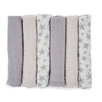 Set 6 scutece Jane din muselina de bambus 35x35 cm Star