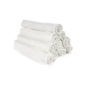 Set 6 scutece, Jane, Din muselina de bambus, Hipoalergenice, 35 x 35 cm, White