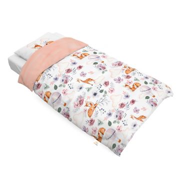 Set lenjerie de pat single din bumbac, Natura Roz pulbere, Little Amy, 100x135 cm