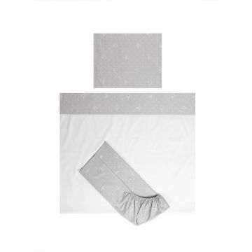 Set lenjerie patut 120x60 cm Tiny Dream 3 piese bumbac ranforce Bear Grey