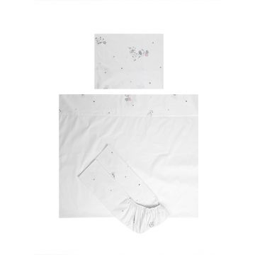 Set lenjerie patut 120x60 cm Tiny Dream 3 piese bumbac ranforce Giraffe White