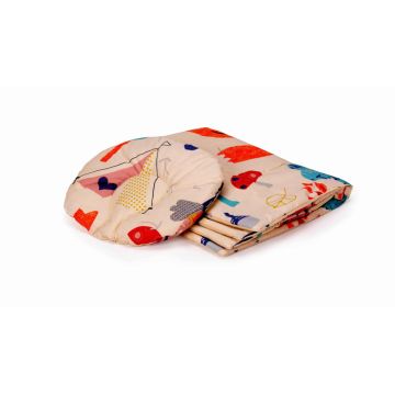 Set paturica si pernuta pentru formarea capului bebelusului SomnArt Bufnite