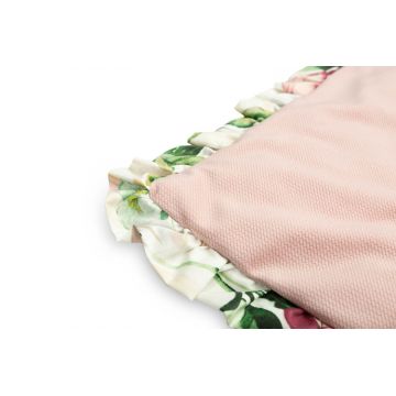 Set pernuta cu volanas si pilota pentru caruciorlandoupatut copii Sensillo Magnolia Pink cu doua fete bumbaccatifea,  Umplutura silicon lyocell antialergic, Recomandat de la nastere