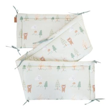 Apărătoare pentru pătuț verde deschis din bumbac 170 cm Woodland Buddies – Roba