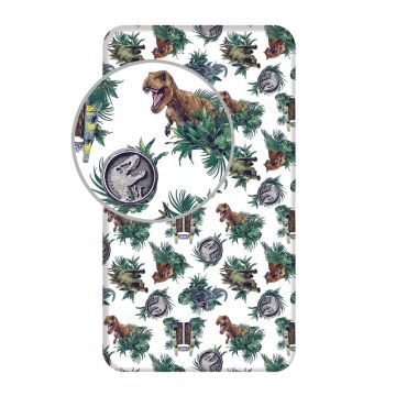 Cearceaf pentru copii din bumbac cu elastic 90x200 cm Jurassic World 