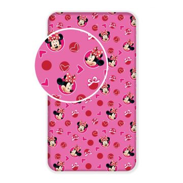 Cearceaf pentru copii roz din bumbac cu elastic 90x200 cm Minnie 