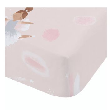Cearceaf pentru copii roz pentru pătuț cu elastic 70x140 cm Dancing Fairies – Catherine Lansfield