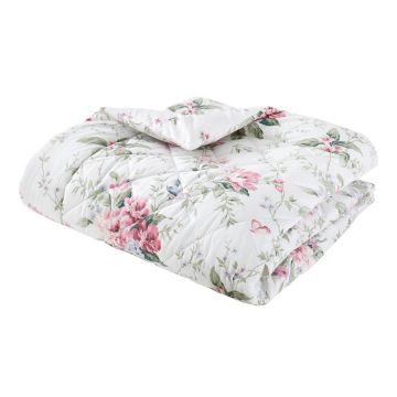 Cuvertură crem matlasată 200x200 cm Bridgerton Penelope Floral – Catherine Lansfield