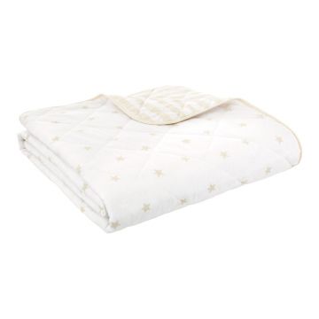 Cuvertură pentru copii albă-bej matlasată din bumbac 135x190 cm Mini Star & Stripes – Bianca