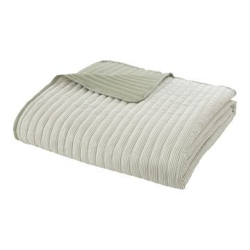 Cuvertură verde matlasată 220x230 cm Stripe – Catherine Lansfield