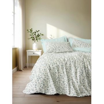 Lenjerie Nola Mint cu elastic 160x200 (Bumbac 100%)