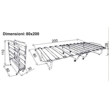 Pat pliant Aladin, antracit si ecru, 80x200x28 cm