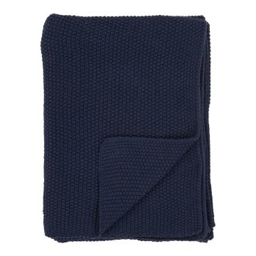 Pătură albastru-închis din bumbac reciclat 130x170 cm Santos – House Nordic