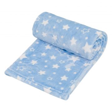 Patura bebe, model stele, culoare ciel, dimensiuni 140x 100cm
