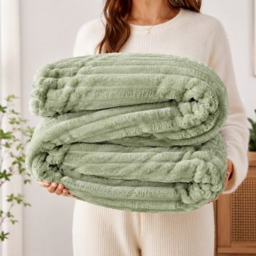 Patura Cocolino Groasa Stripe V6 Verde deschis 200x230 cm