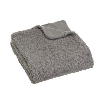 Pătură gri din sherpa 130x160 cm Sherpa Bouclé – Casa Selección