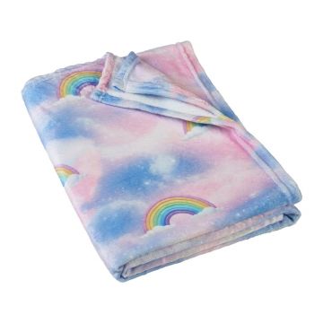 Pătură pentru copii albastră-roz din micropluș/cocolino 130x170 cm Candy Unicorn – Catherine Lansfield