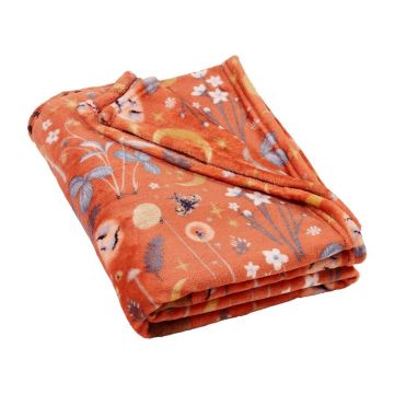 Pătură portocalie din micropluș/cocolino 130x170 cm Enchanted Twilight Animals – Catherine Lansfield