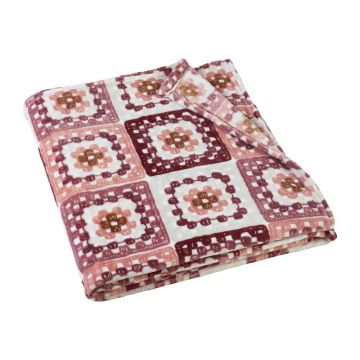 Pătură roz din micropluș/cocolino 130x170 cm Crochet Print – Catherine Lansfield