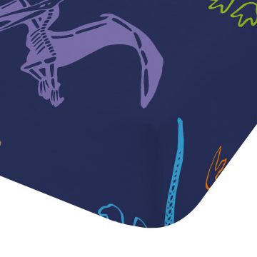 Cearceaf pentru copii albastru pentru pătuț cu elastic 70x140 cm Prehistoric Dinosaurs – Catherine Lansfield