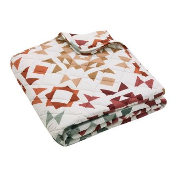 Cuvertură bej matlasată 220x230 cm Autumn Patchwork Geo – Catherine Lansfield