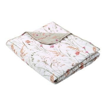 Cuvertură verde-bej matlasată din bumbac 200x220 cm Grasmere Floral – Catherine Lansfield