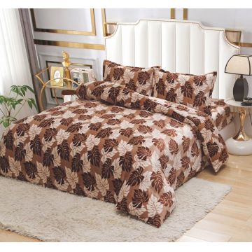 Lenjerie Brown Leaf cocolino cu Elastic 180x200 (Cocolino)