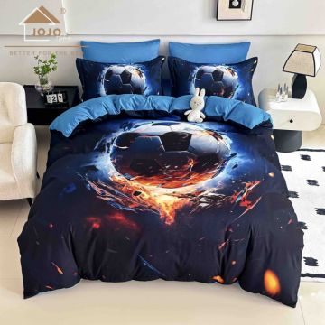 Lenjerie de Pat 140x200 cu Elastic, Imprimeu 5D, 4 Piese