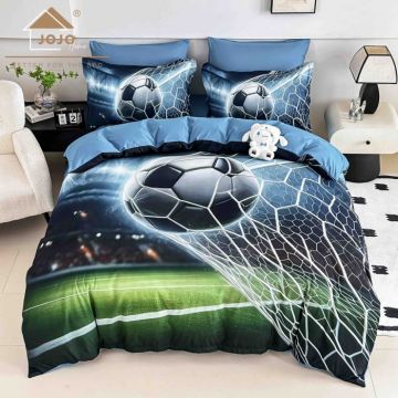 Lenjerie de Pat 140x200 cu Elastic, Imprimeu 5D, 4 Piese