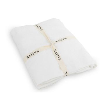 Lenjerie de pat albă din in pentru pat dublu 200x200 cm Blanco – Native Natural