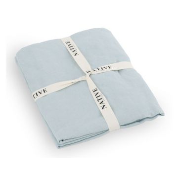 Lenjerie de pat albastru-deschis din in pentru pat de o persoană 135x200 cm Aqua – Native Natural