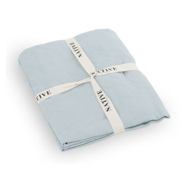 Lenjerie de pat albastru-deschis din in pentru pat dublu 200x200 cm Aqua – Native Natural