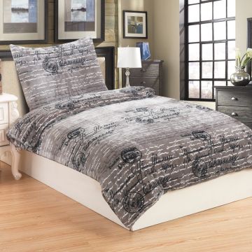 Lenjerie de pat din micropluș My House Newspaper, 140 x 200 cm