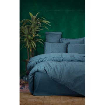Lenjerie de pat dublu, Bumbac 100% Satinat Model Sante Petrol Blue