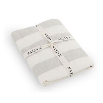 Lenjerie de pat gri deschis/crem din in pentru pat dublu 200x200 cm Natural Stripes – Native Natural