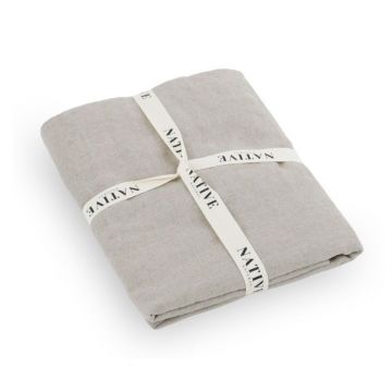 Lenjerie de pat gri deschis/taupe din in pentru pat de o persoană 135x200 cm Natural – Native Natural