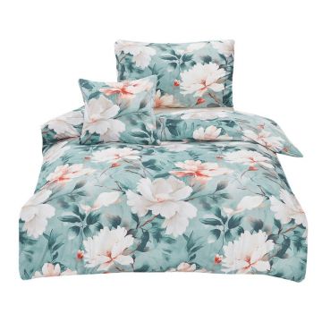 Lenjerie de pat turcoaz din microsatin pentru pat de o persoană cu 3 piese 140x200 cm Selma – My House